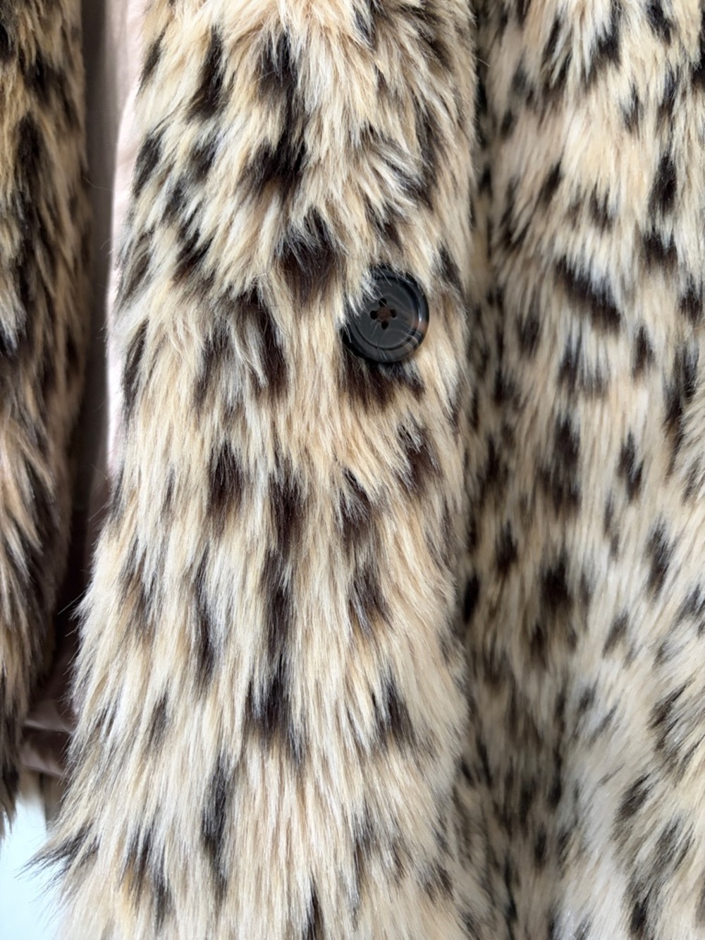 J Crew Faux Fur Leopard-Print Coat - Beige/Black - Picture 4 of 9